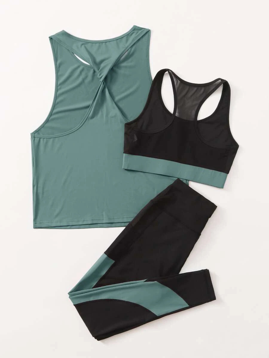 3pcs Colorblock Sports Set