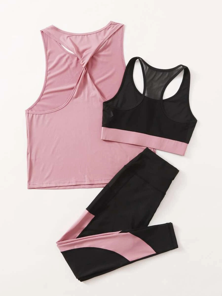 3pcs Colorblock Sports Set