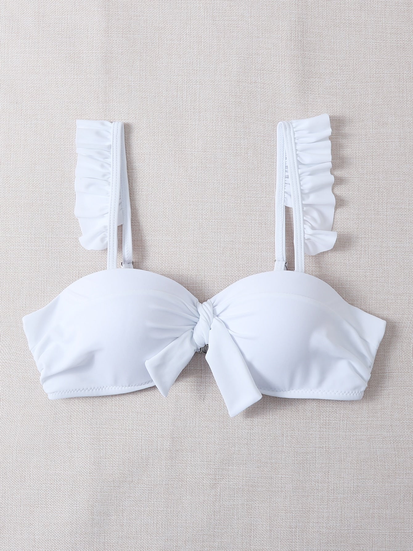 SHEIN Swim Mod Knot Front Ruffle Push Up Bikini Top