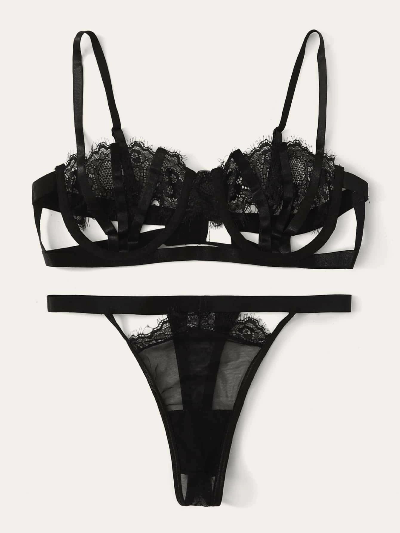 Floral Lace Underwire Lingerie Set