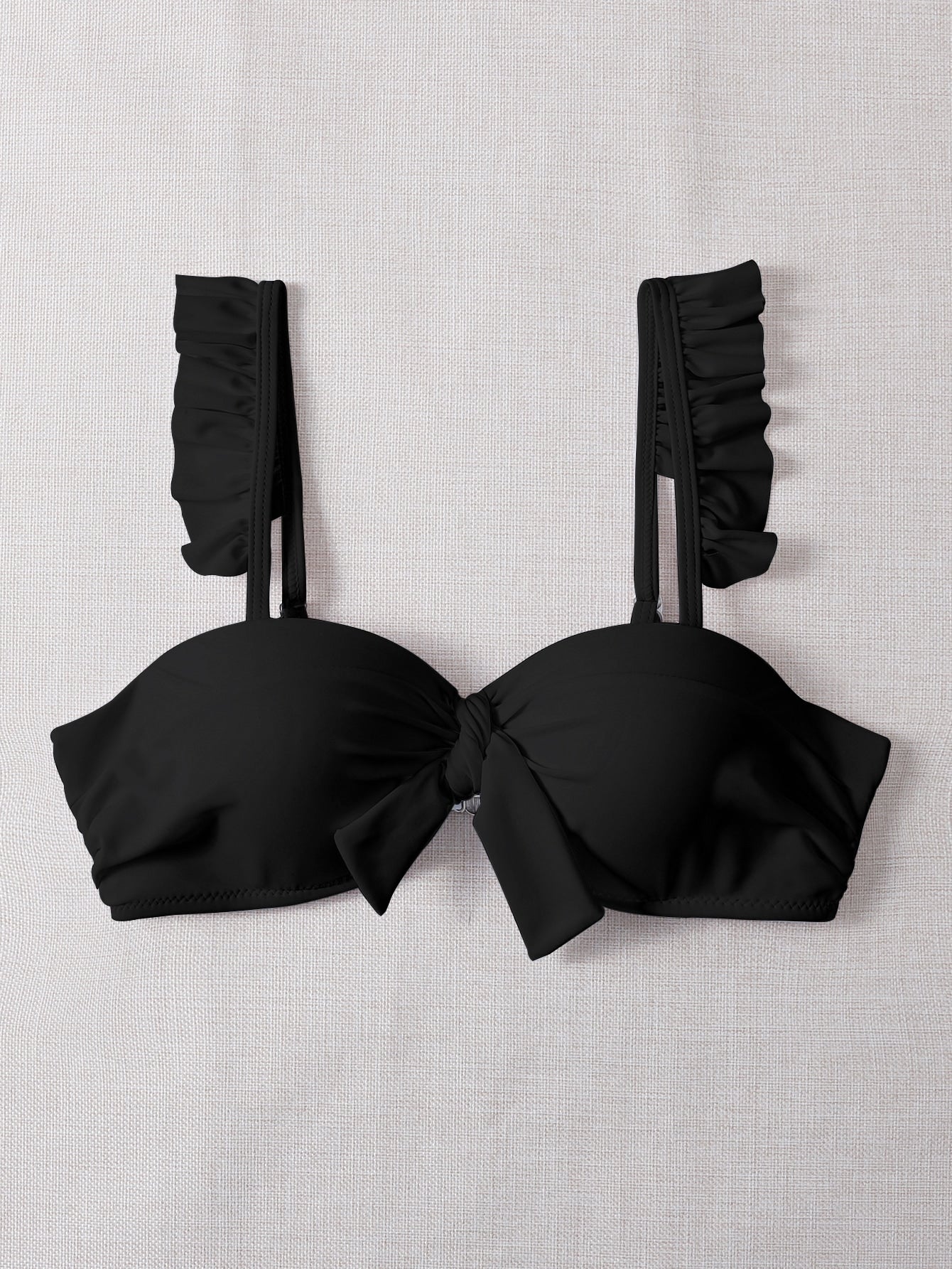 SHEIN Swim Mod Knot Front Ruffle Push Up Bikini Top