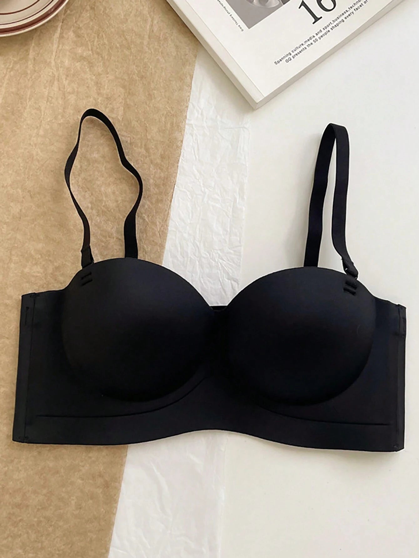 2pcs/Set Wire-Free Seamless Bra With Removable Straps, Lingerie