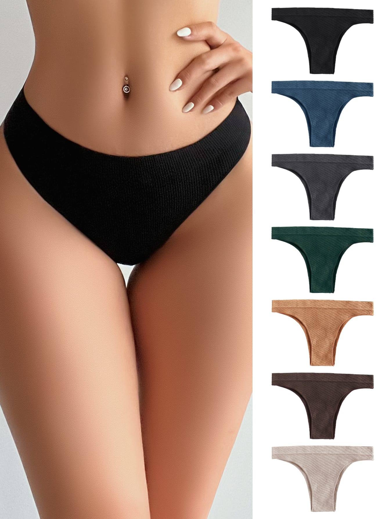 7pack Solid Seamless Panty