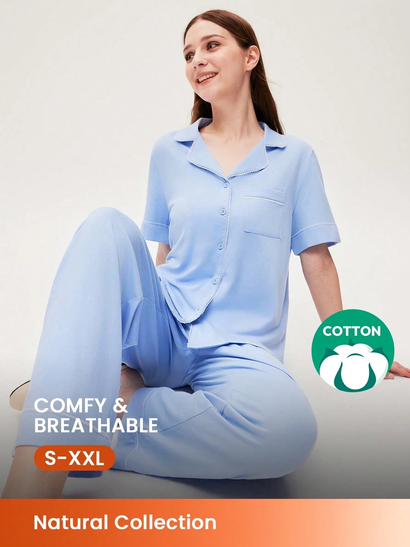 LUVLETTE Soft Cotton &amp; Modal Ginger Yellow Basic Long Women Bridesmaid Pajama Sets