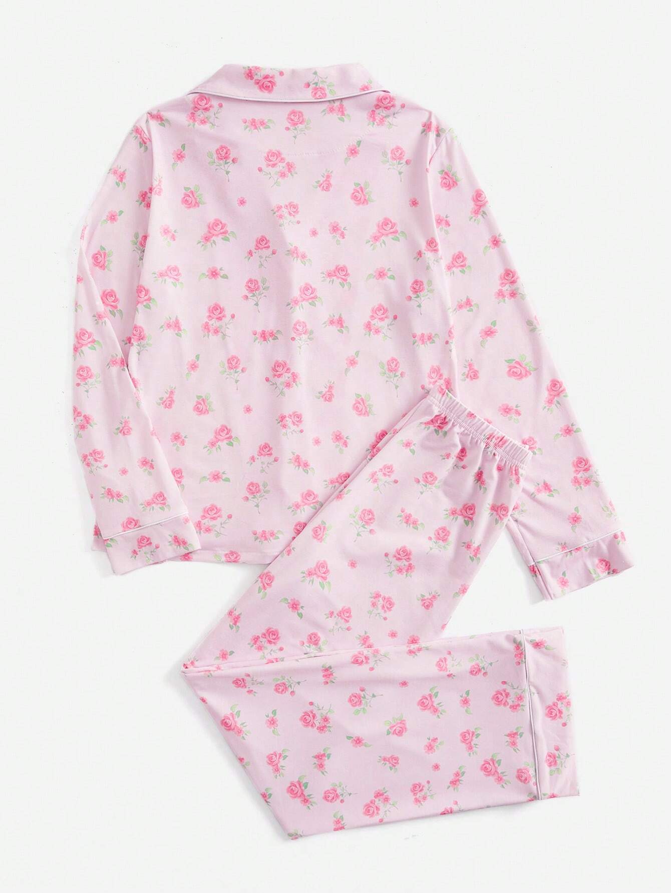 Kawaii Bowknot Printed Pajama Set With Bow