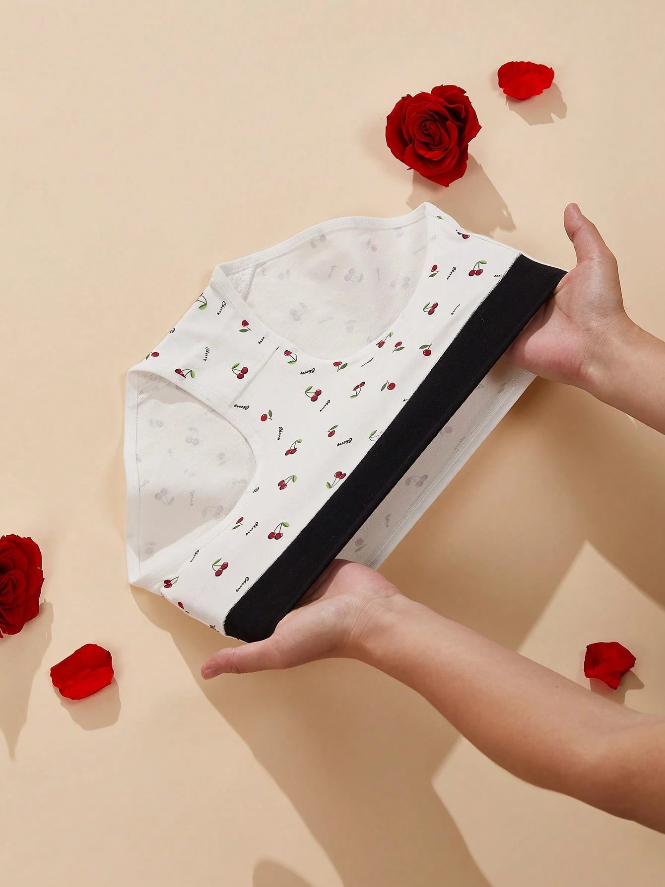 3pcs Strawberry Print High Waisted Seamless Panties