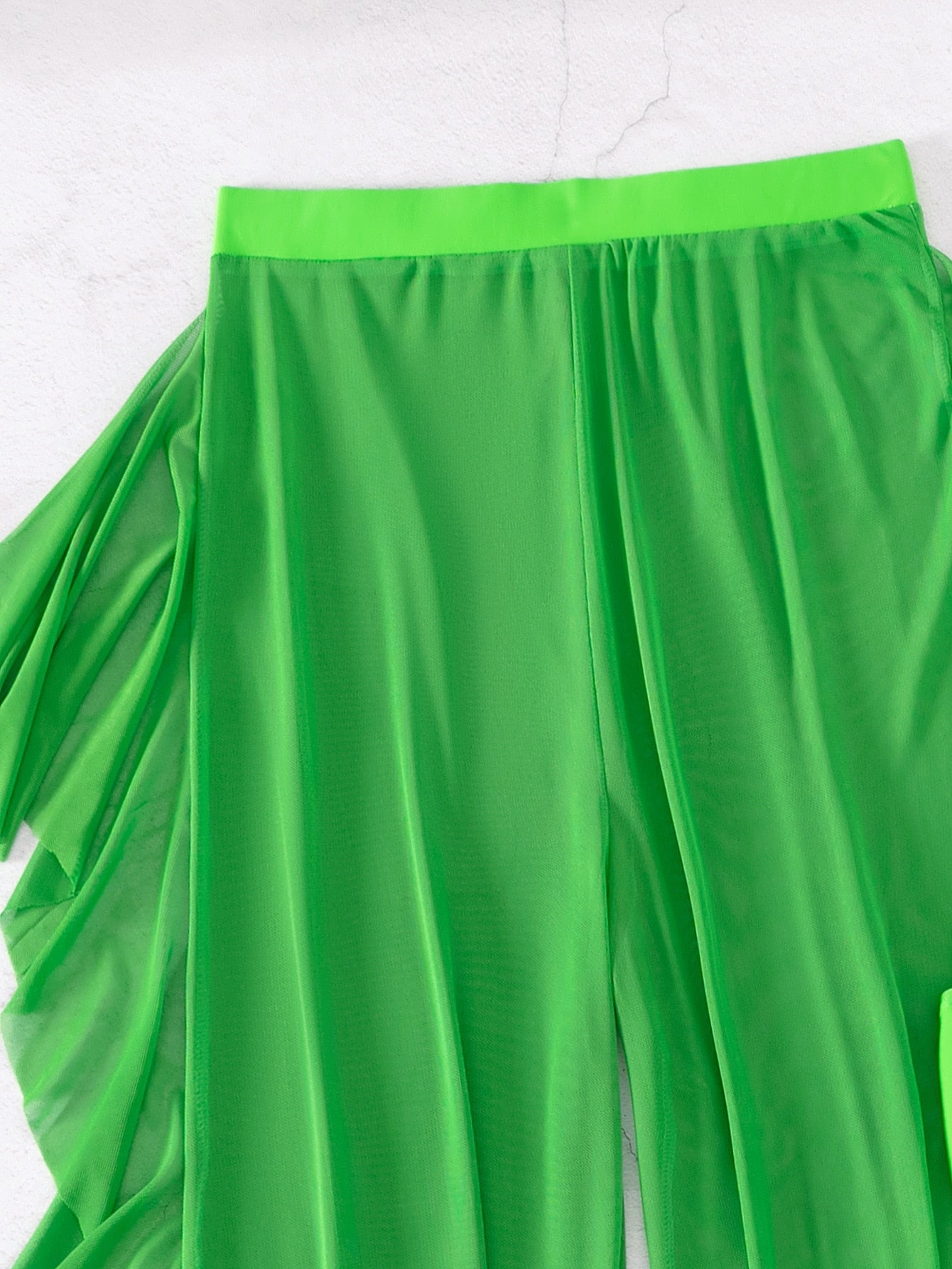 SHEIN Swim SXY Mono Bikini Set Crisscross Halter Wireless Bra Top &amp; High Cut Bikini Bottom &amp; Mesh Cover Up Pants 3 Piece Swimsuit