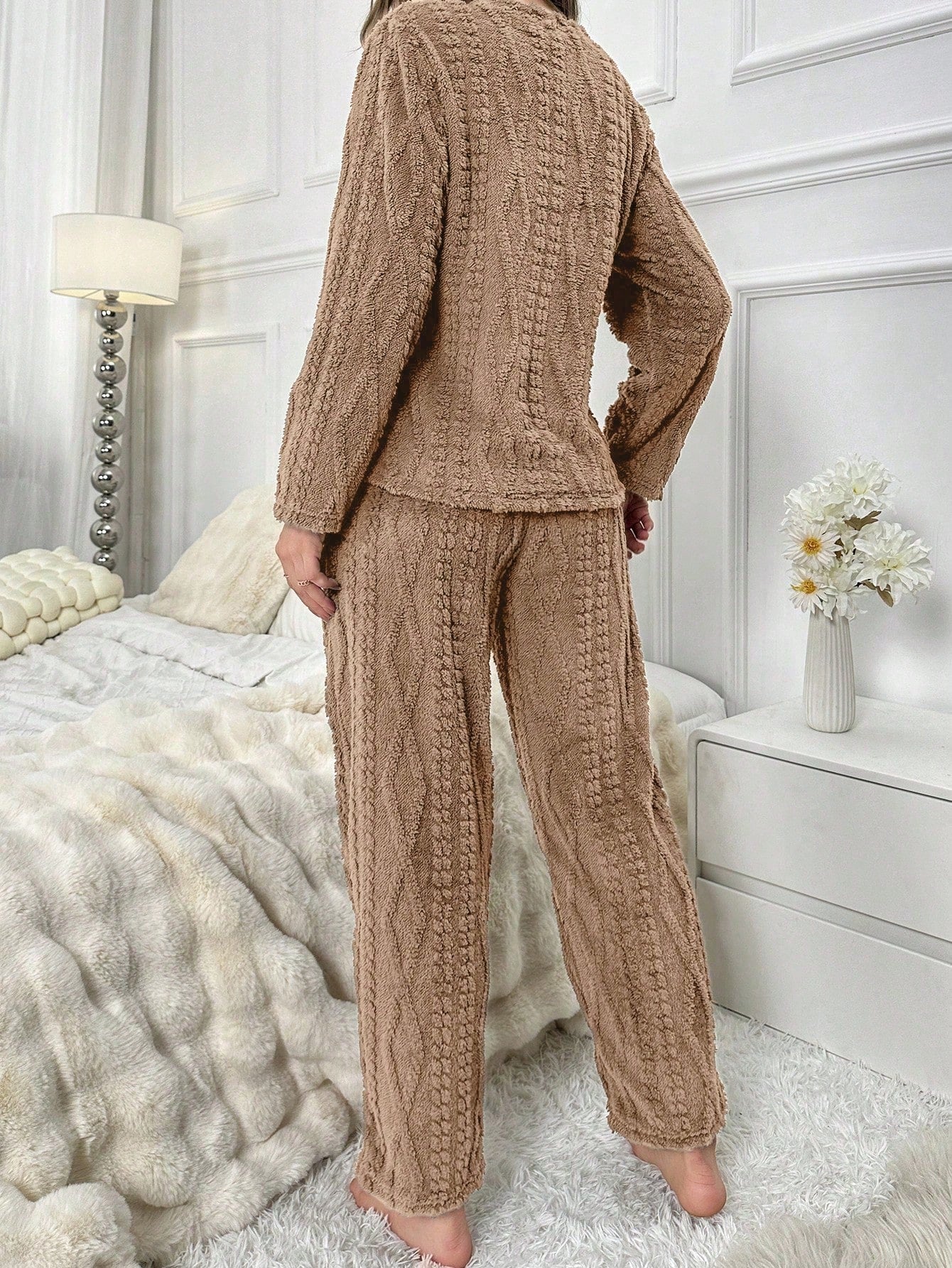 Bear Patched Flannel PJ Set / Pajama Set