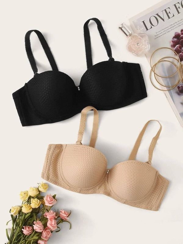 2pack Solid Underwire Bra Set Multicolor