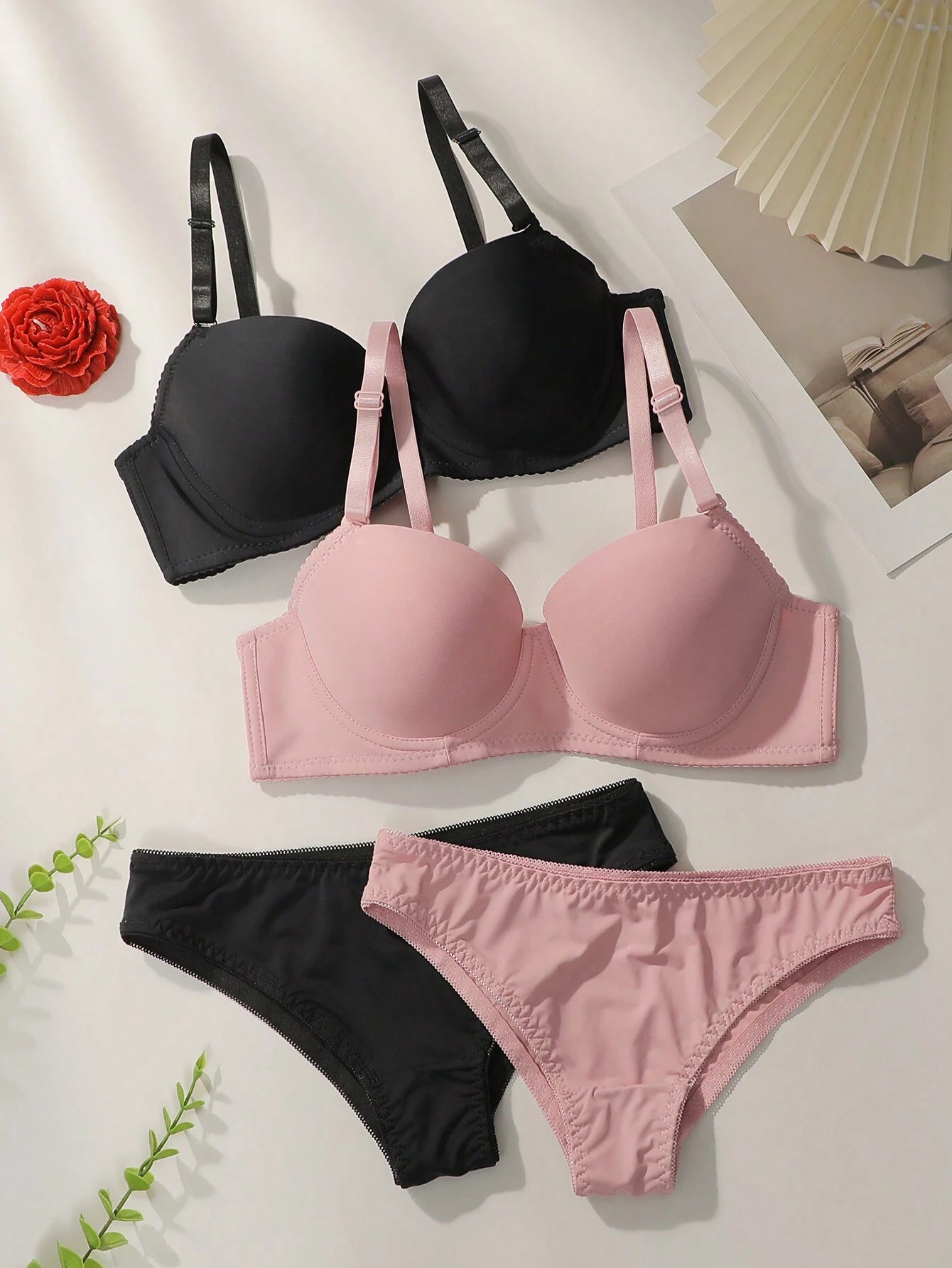 Underwear&amp;Sleepwear Basics Women's Solid Color Bra With Underwire And Triangle Underwear Multicolor