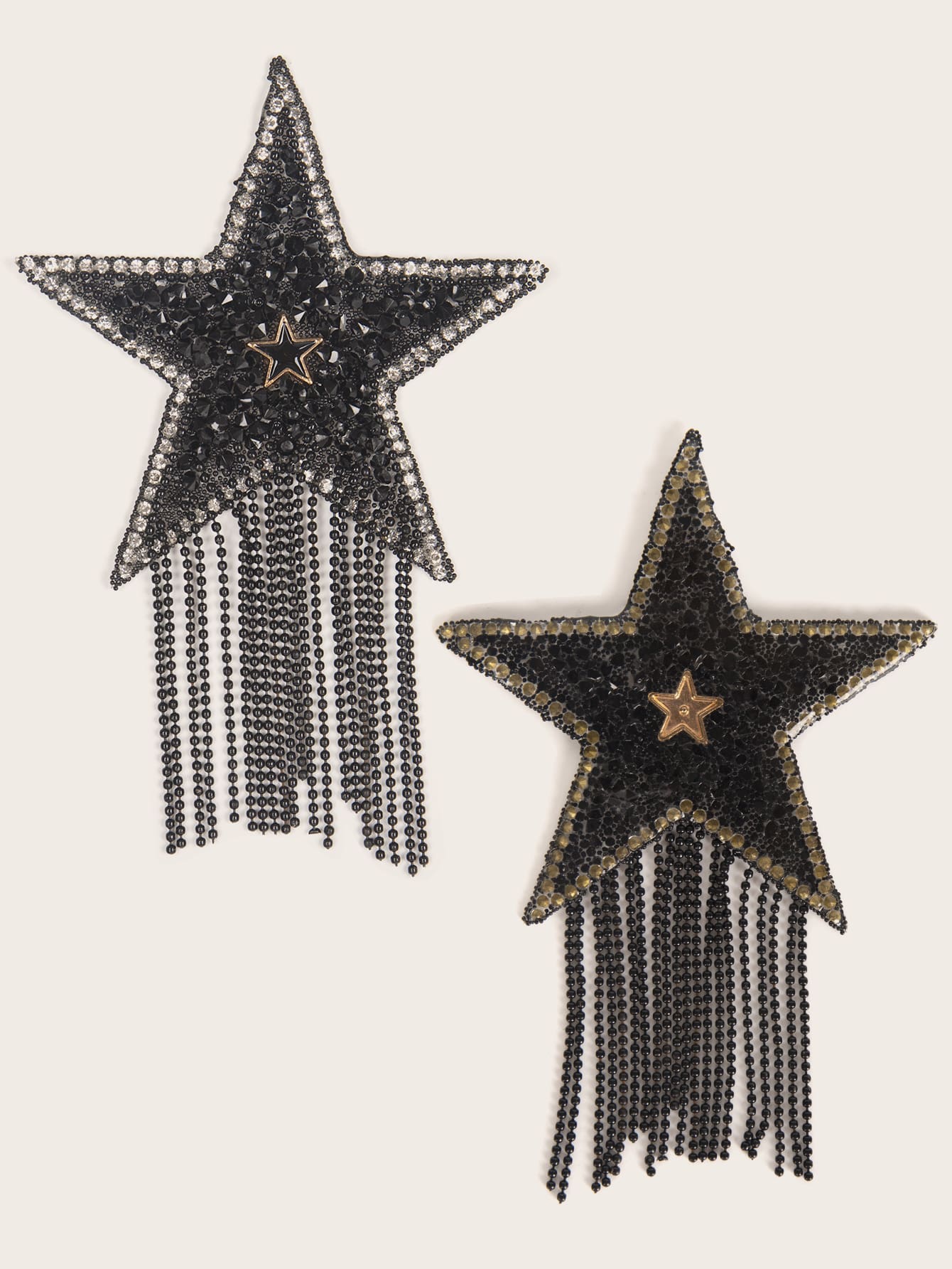 Plus 1pair Fringe Hem Studded Star Shaped Nipple Cover