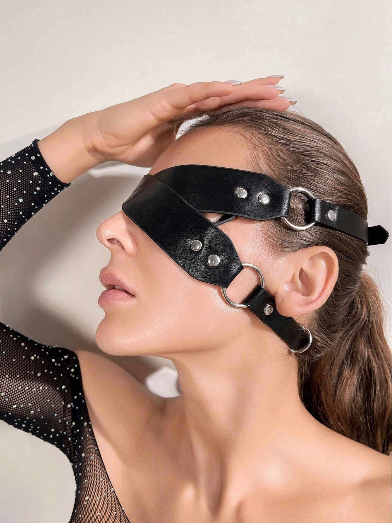 PU Leather Ring Linked Strap Lingerie Accessories