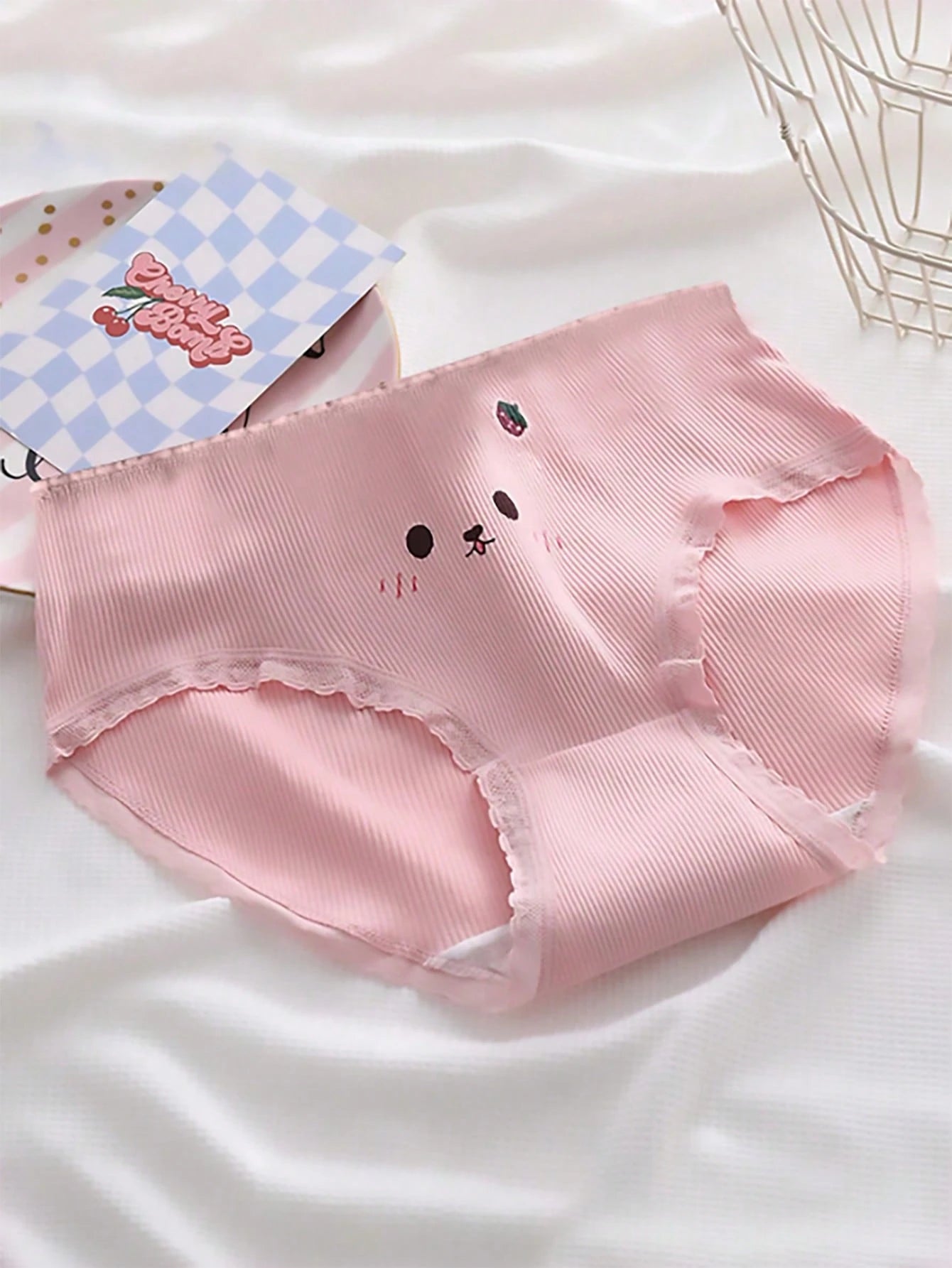3pcs/Pack Cute Cartoon Print Soft Breathable Mid-Rise Panties