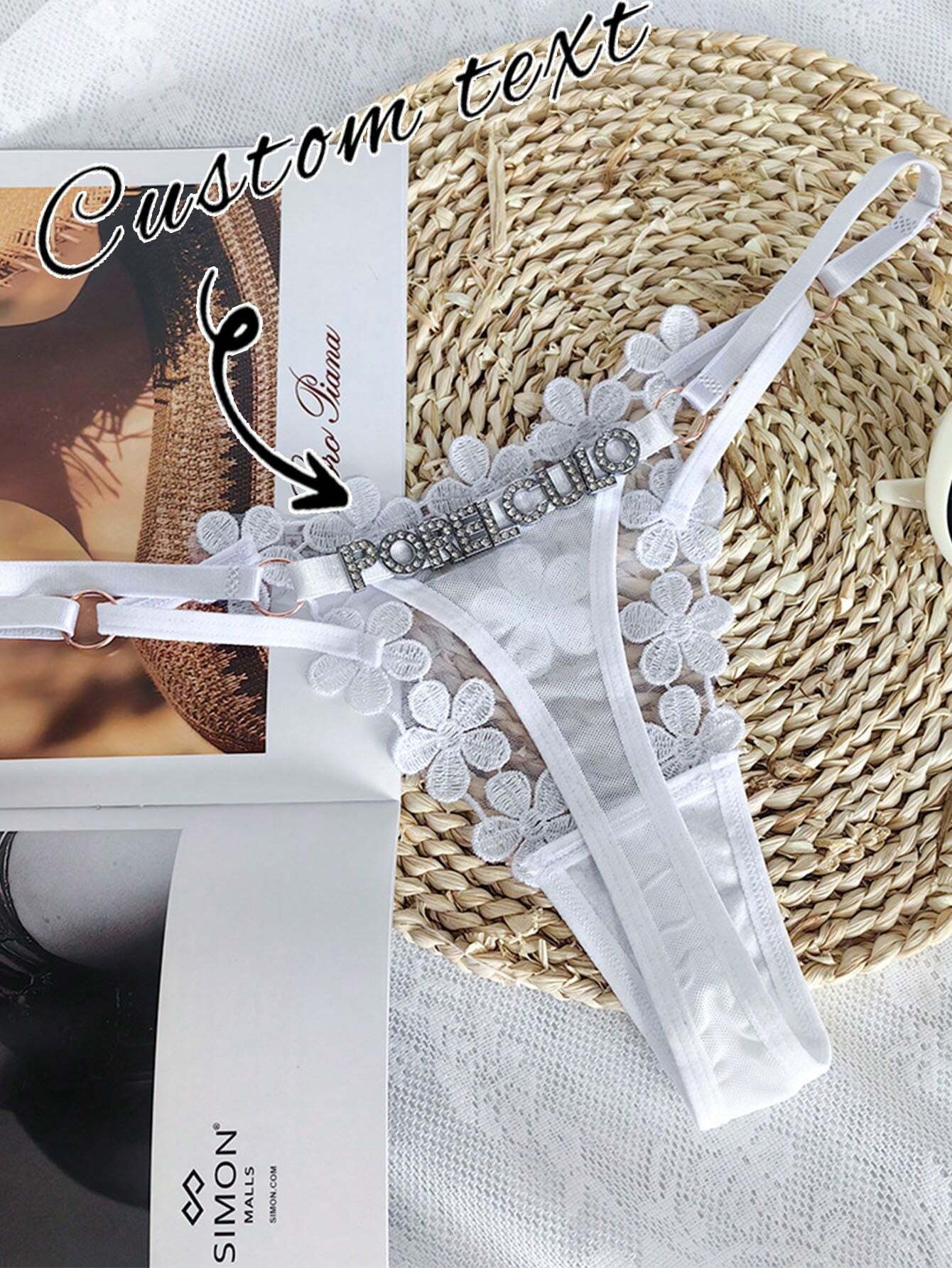 Europe And The United States Custom Underwear Girl Sweet Embroidery Princess Mesh Thong