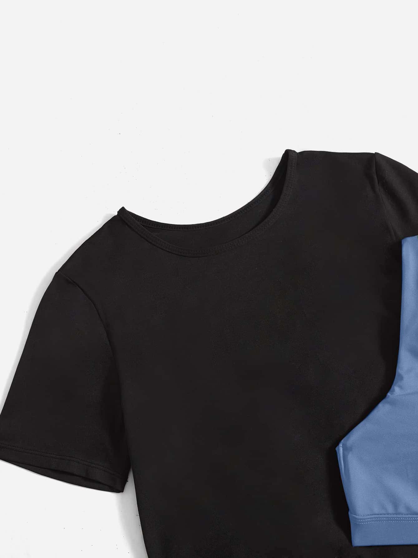 Yoga Future 3pcs Contrast Letter Tape Colorblock Asymmetrical Hem Sports Set