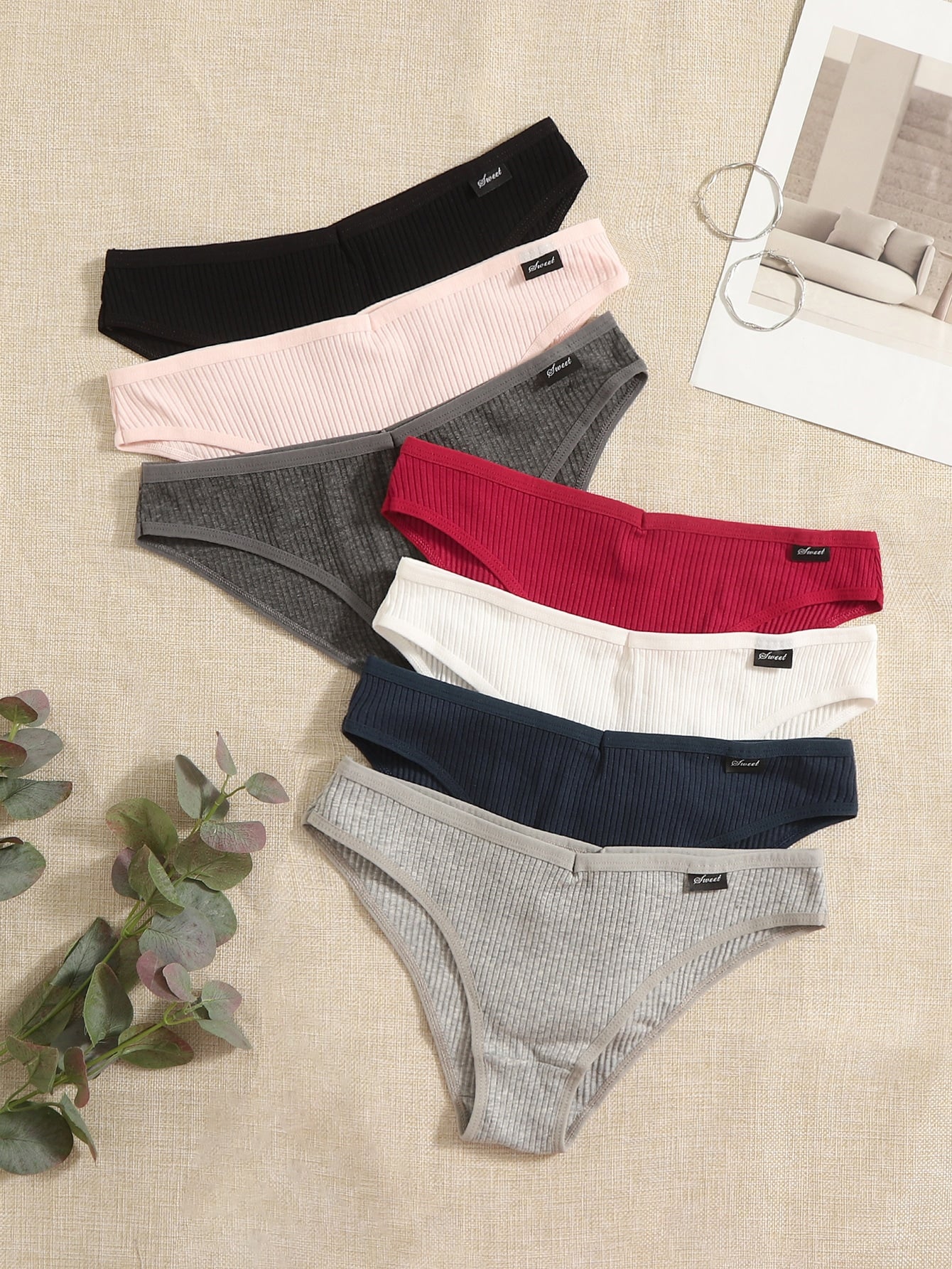 7pack Solid Rib Panty