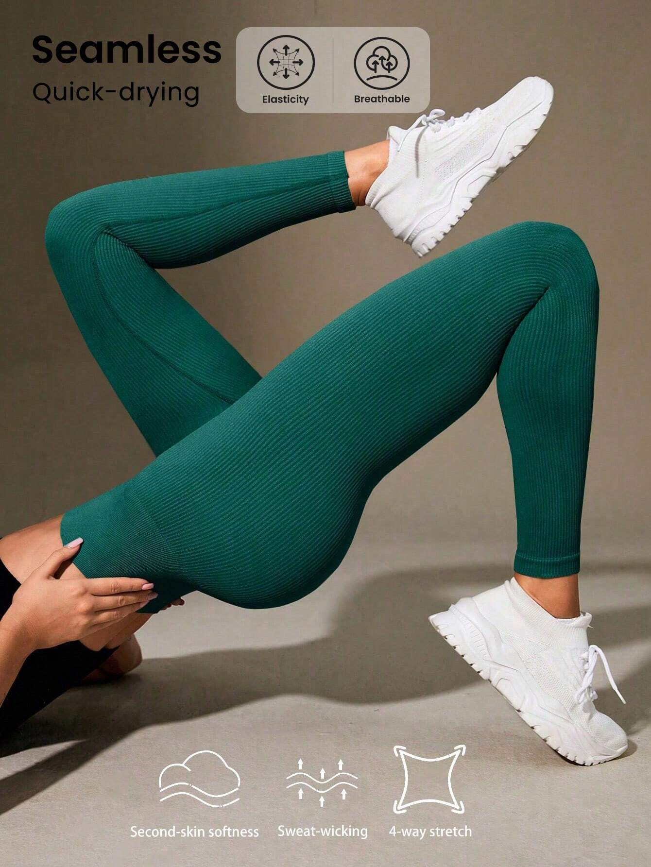 Yoga Basic Solid Wideband Waist Sports Leggings