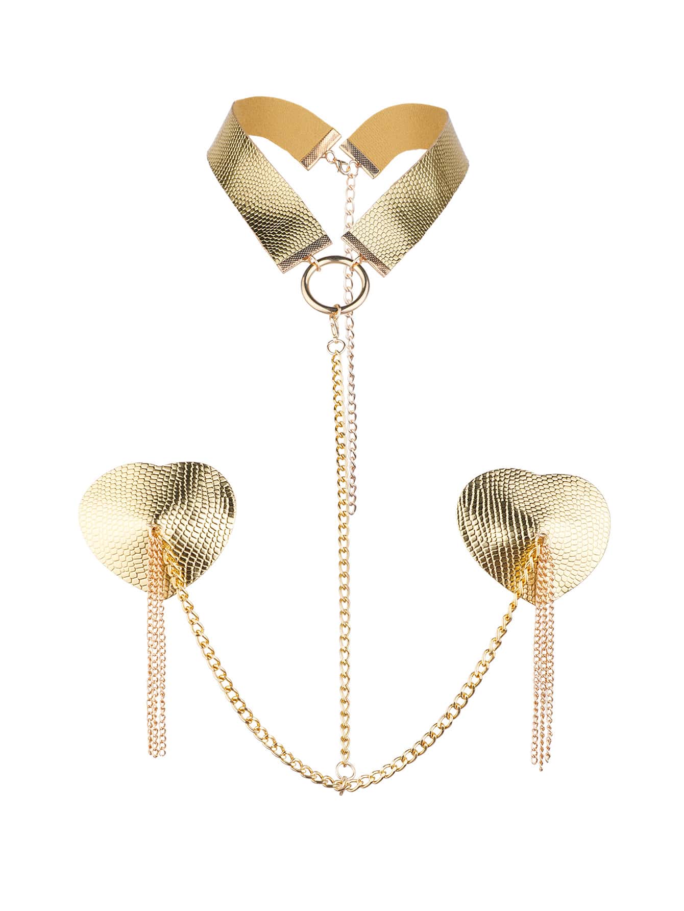 Chain Linked Halter Nipple Cover One size Gold