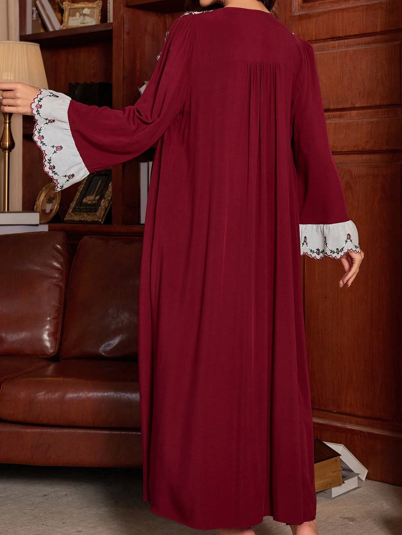 PalaceNights Floral Embroidery Flare Sleeve PJ Set / Pajama Set