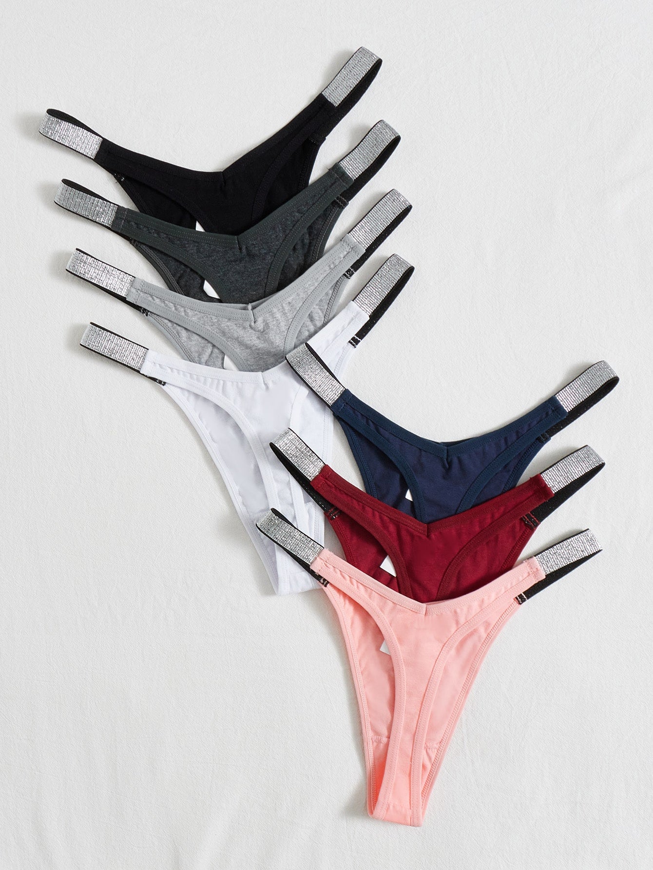 7pack Contrast Tape No Show Panty Set