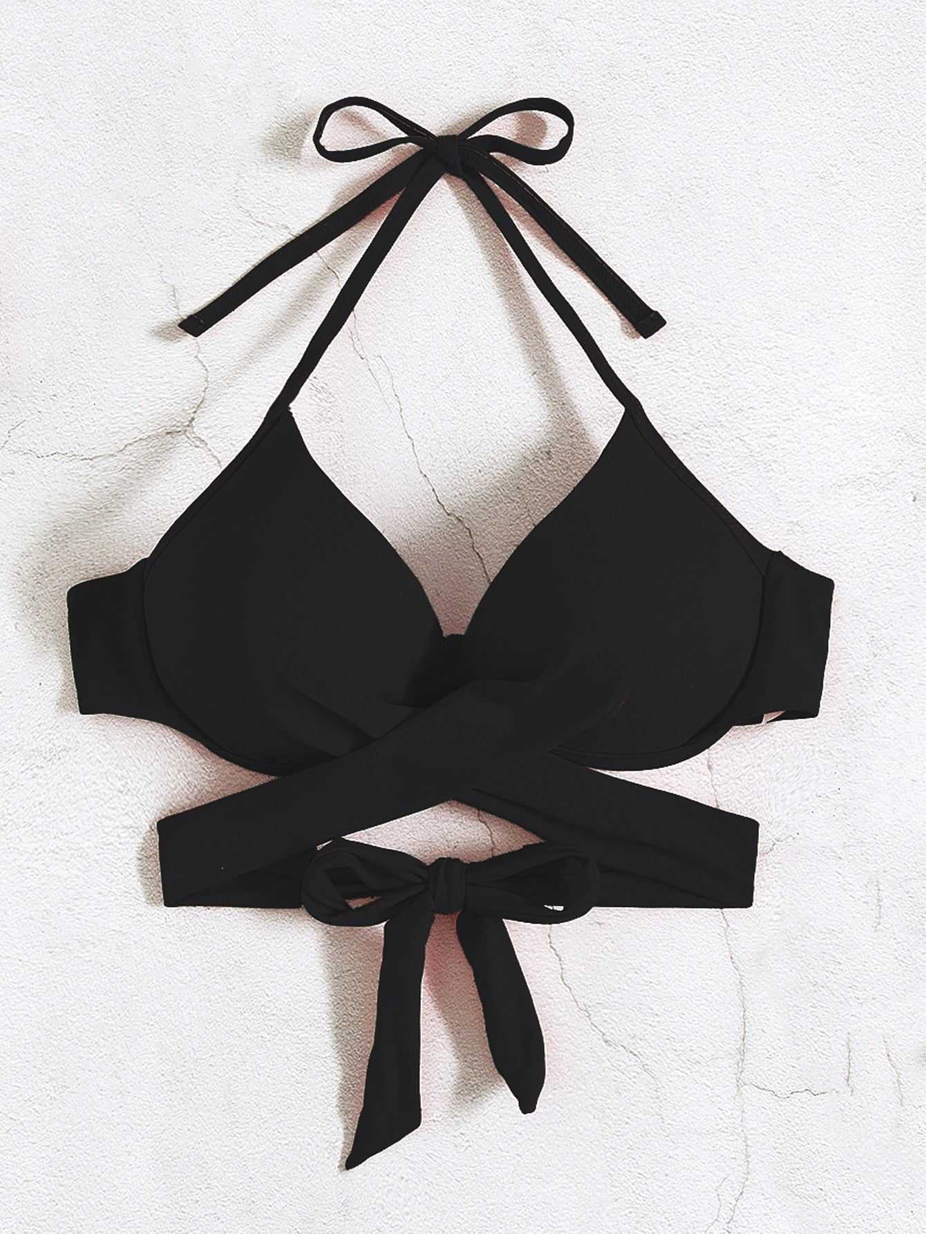 SHEIN Swim Basics Wrap Push Up Bikini Top