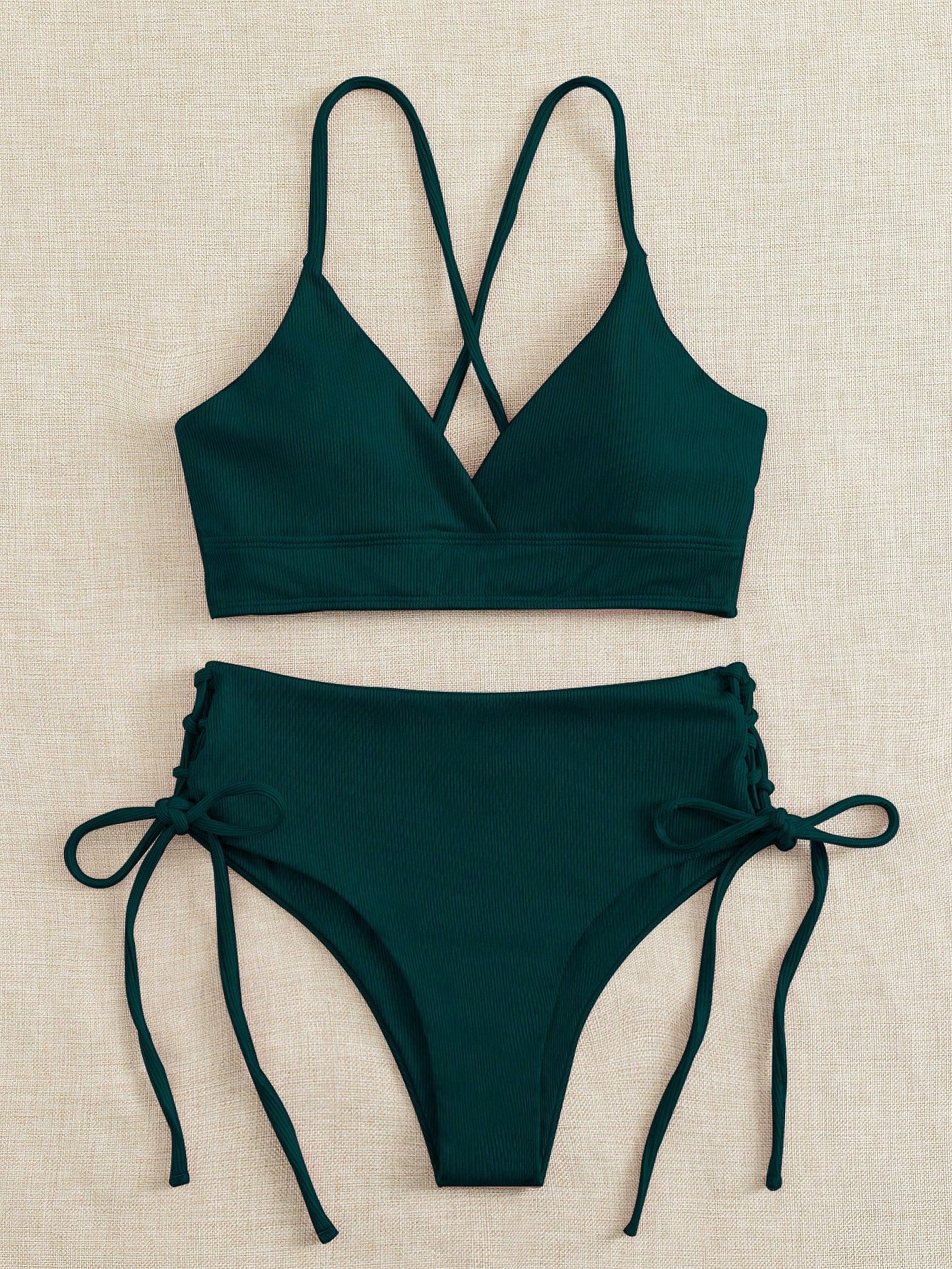 SHEIN Swim Basics Plain Tie Side Bikini Swimsuit