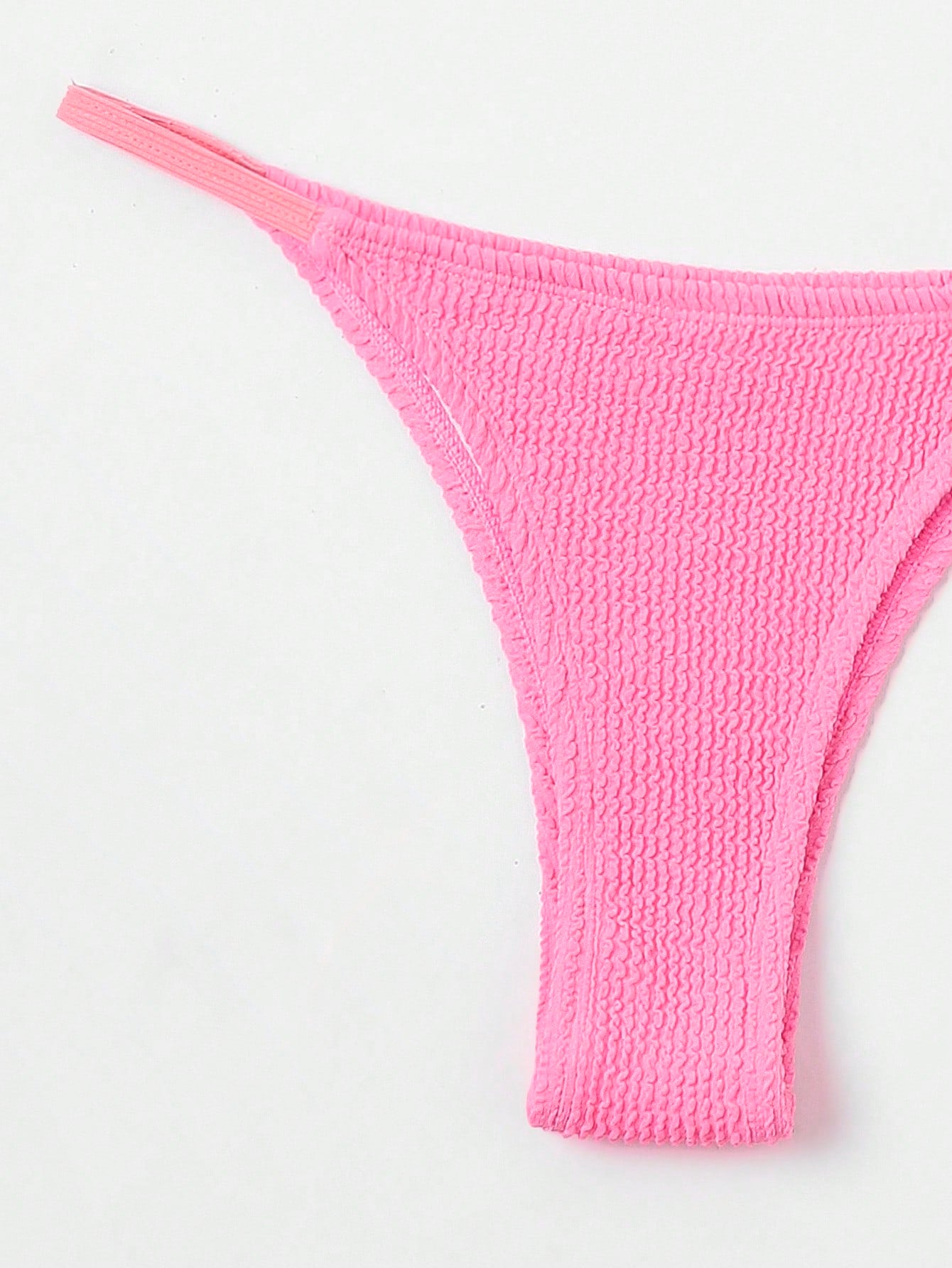 Contrast Binding Triangle Thong Bikini Swimsuit