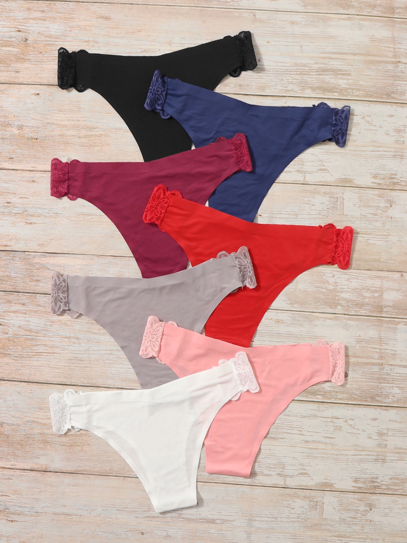 7pack Contrast Lace Panty Set
