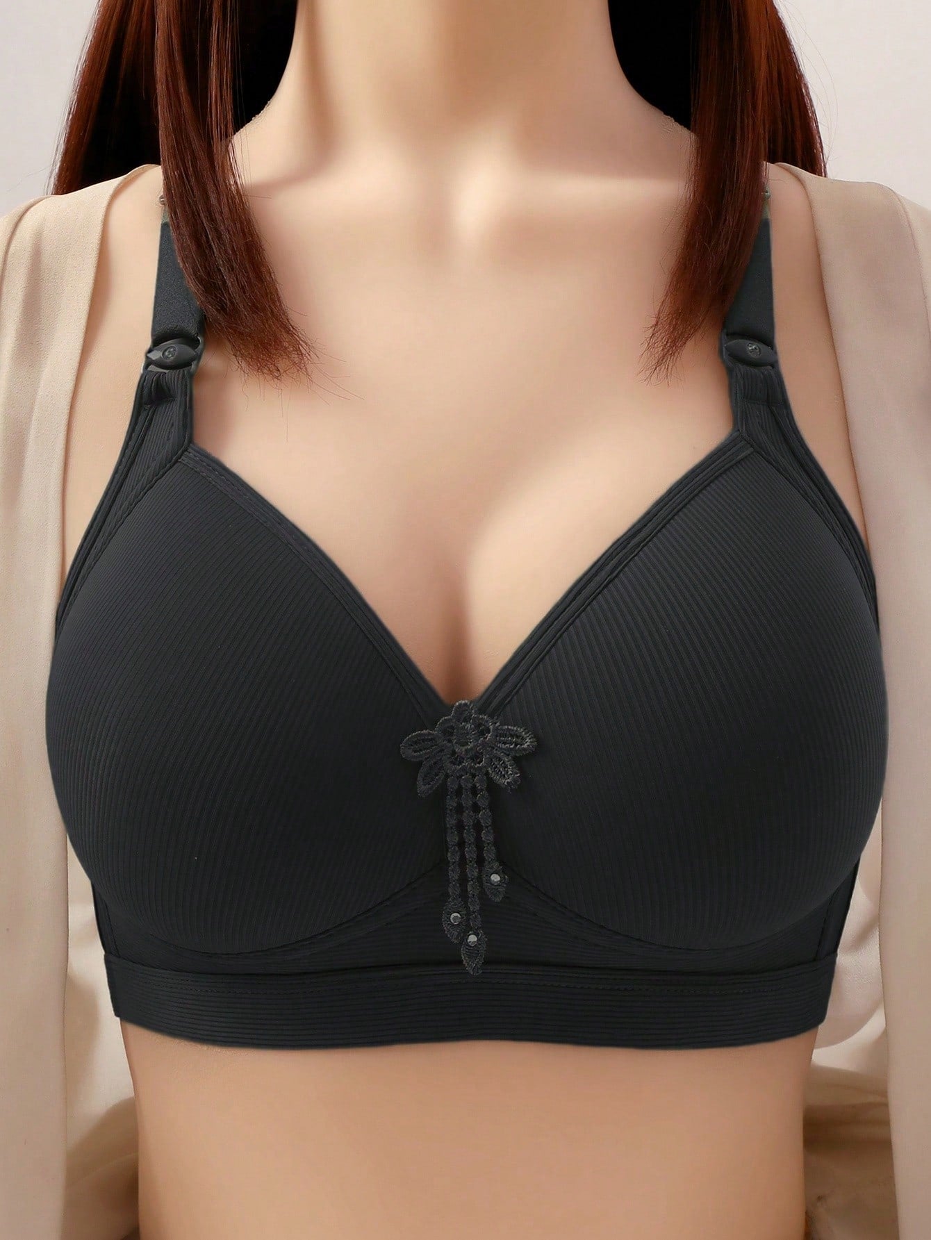 3pcs Women's Solid Color Wireless Comfortable Breathable Push-Up Bra
