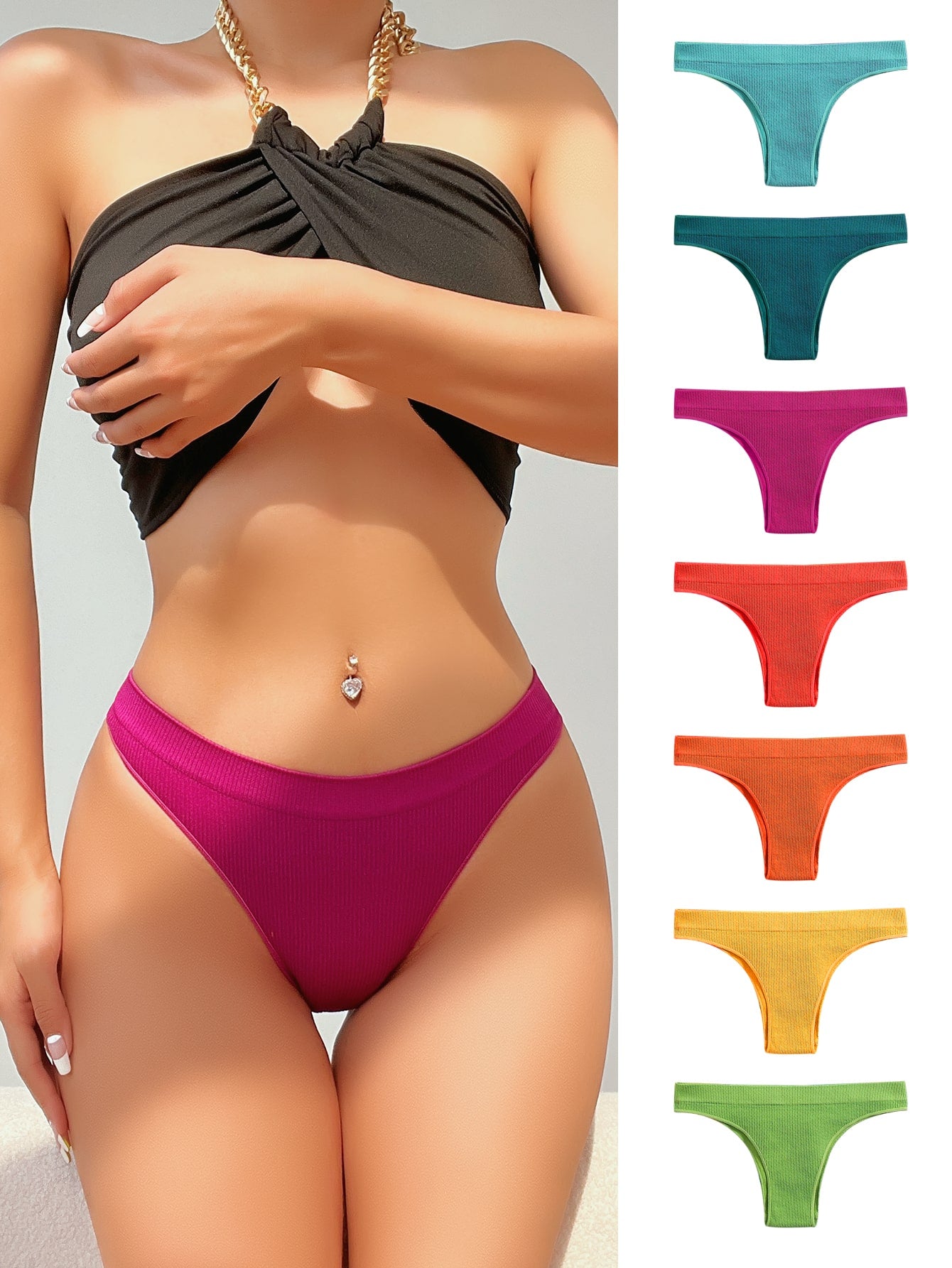 7pack Solid Seamless Panty