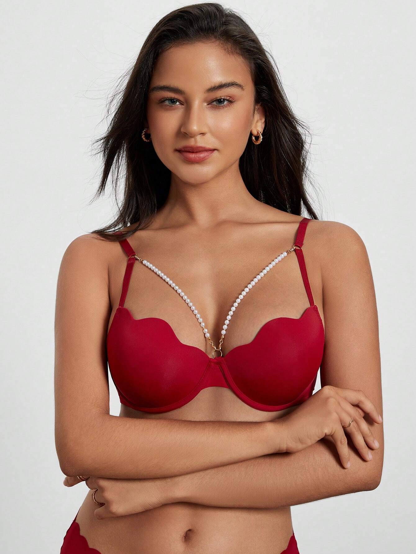DesireSculpt Women's Pearl Chain Decorated Bra