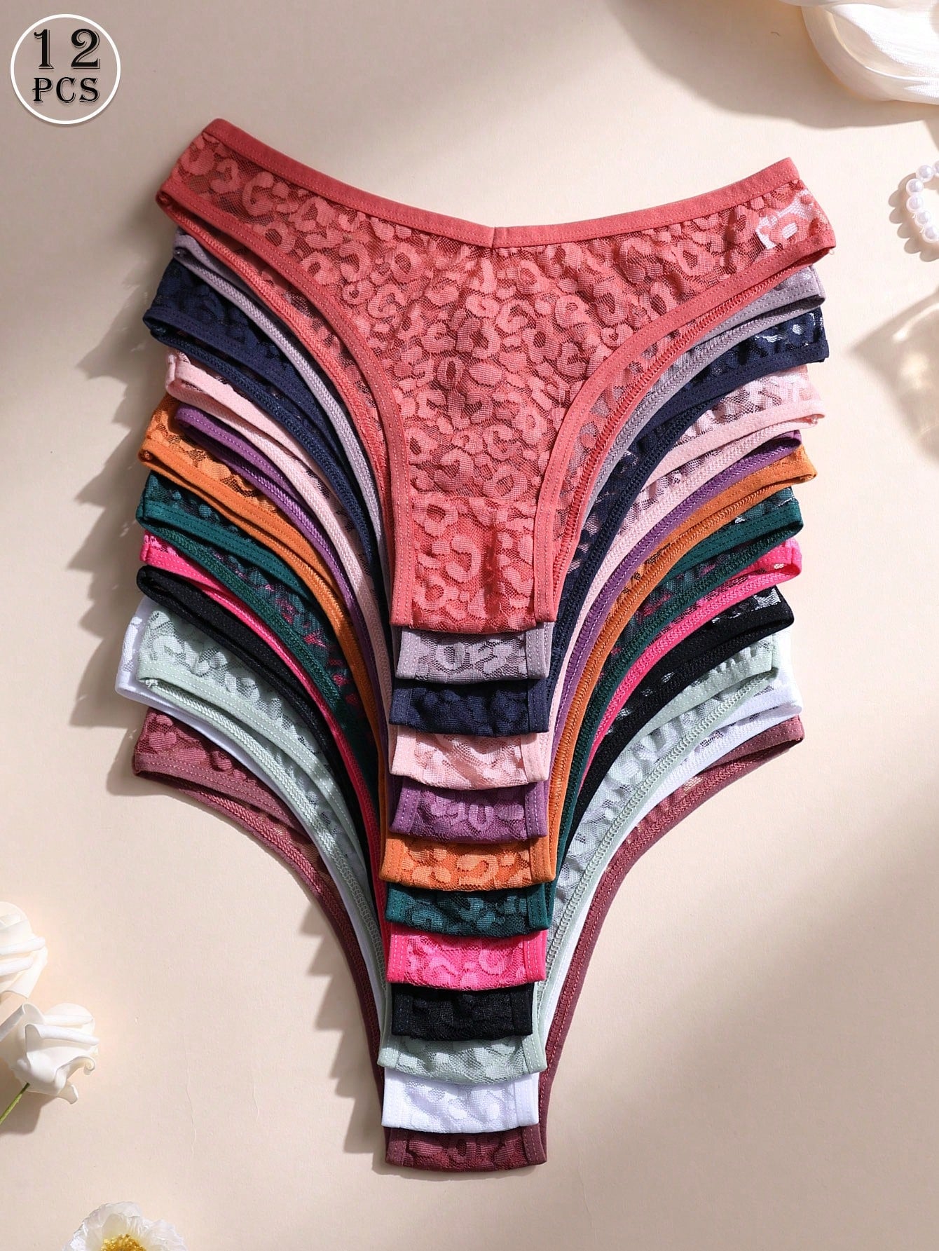 12 PCS Women's Sexy Lace Hollow Out Bikini Panties