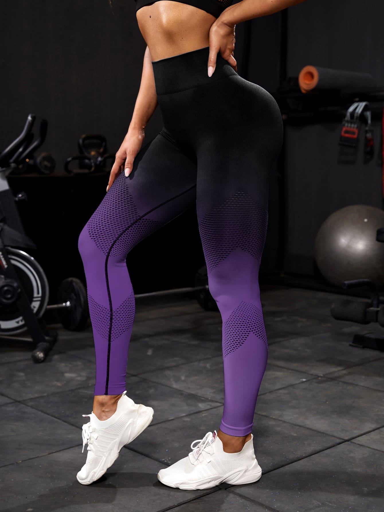 Yoga Basic Ombre Print Wideband Waist Sports Leggings