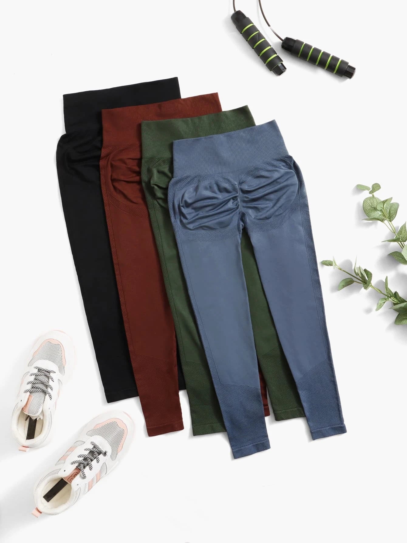 Yoga Basic 4pcs Seamless Wide Waistband Sports Leggings