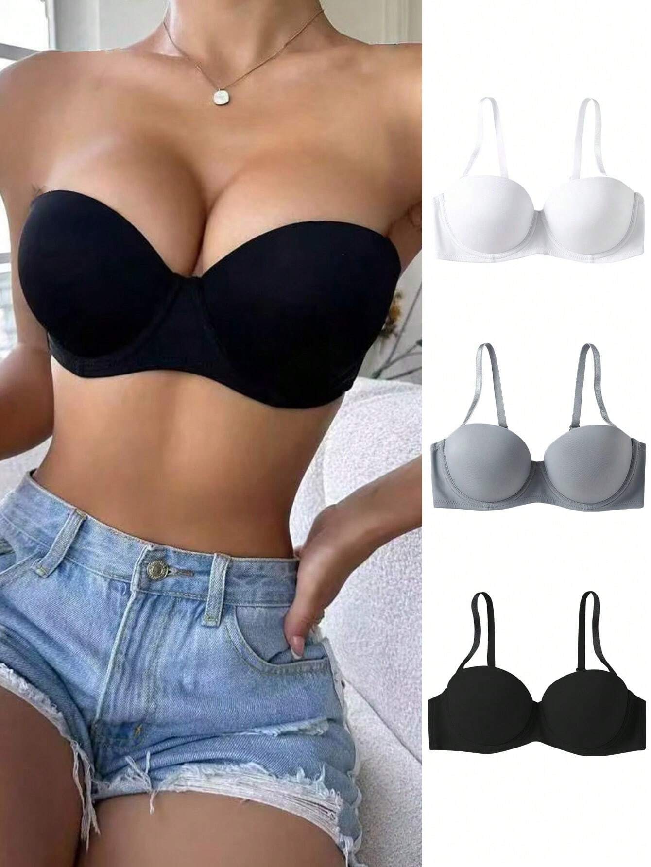 3pcs Solid Underwire Bra