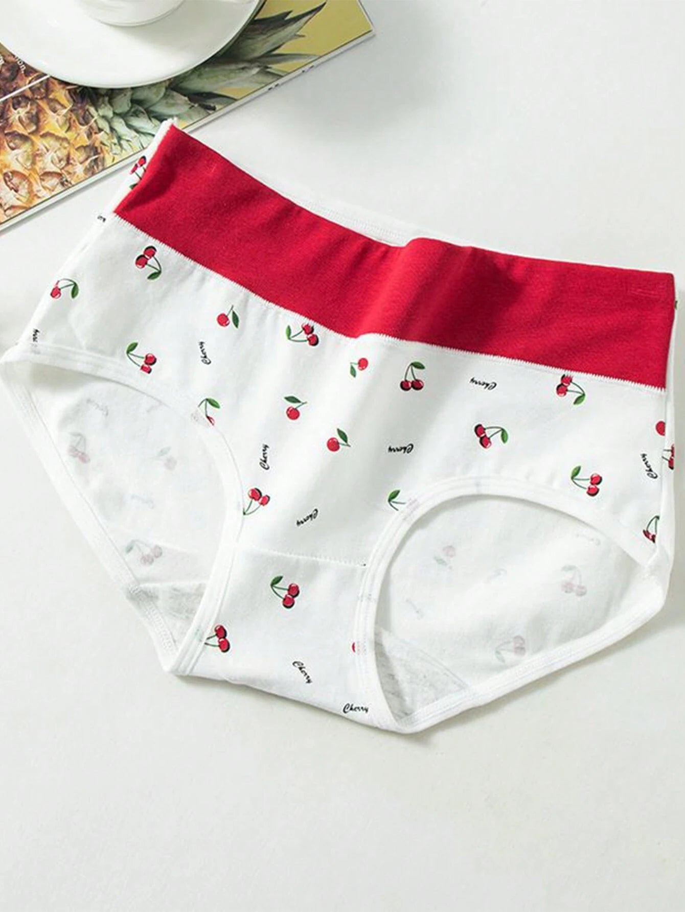 3pcs Strawberry Print High Waisted Seamless Panties