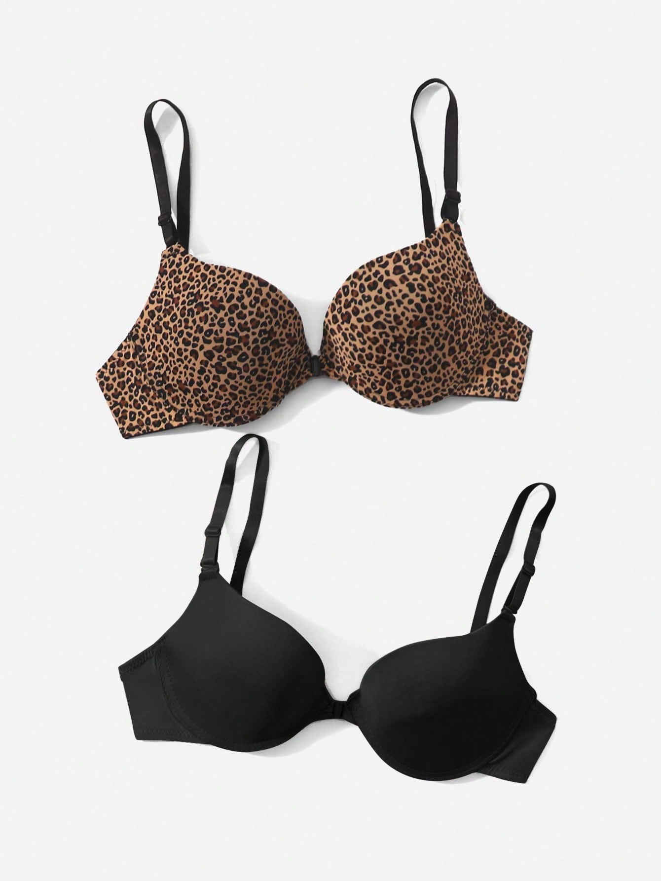 2pack Leopard Print Underwire Bra