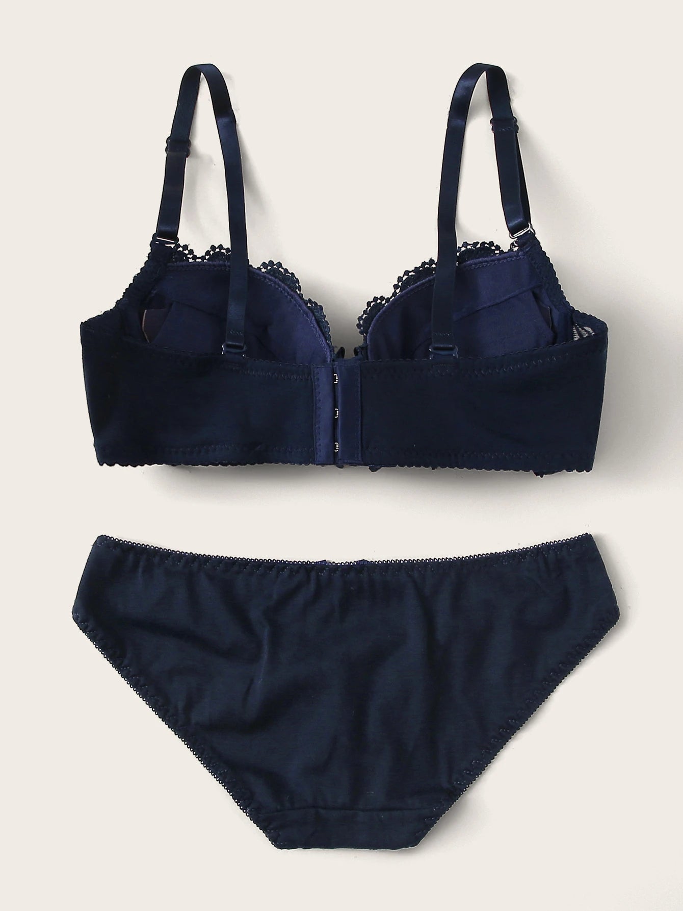 Crochet Trim Underwire Lingerie Set
