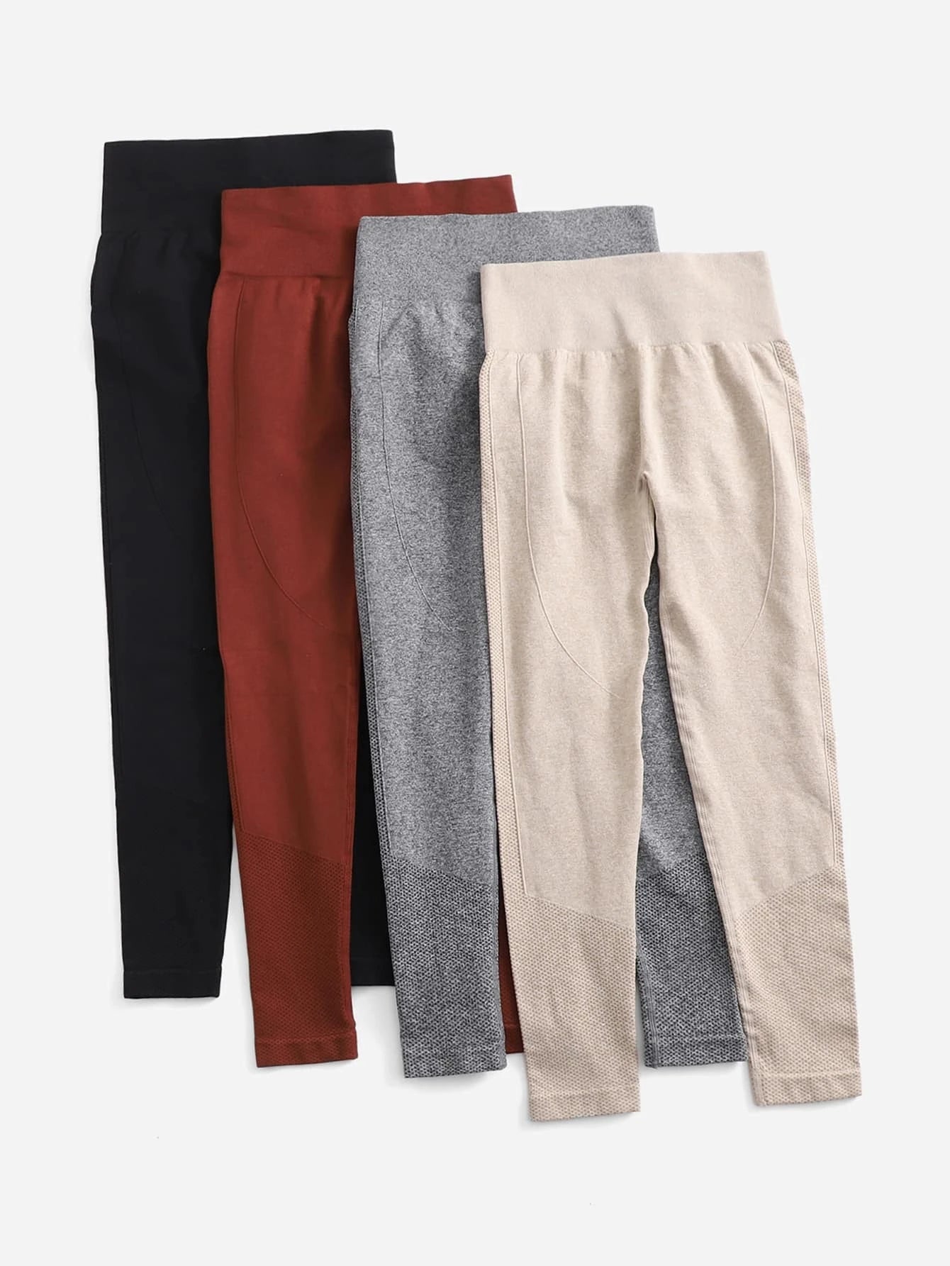 Yoga Basic 4pcs Seamless Wide Waistband Sports Leggings