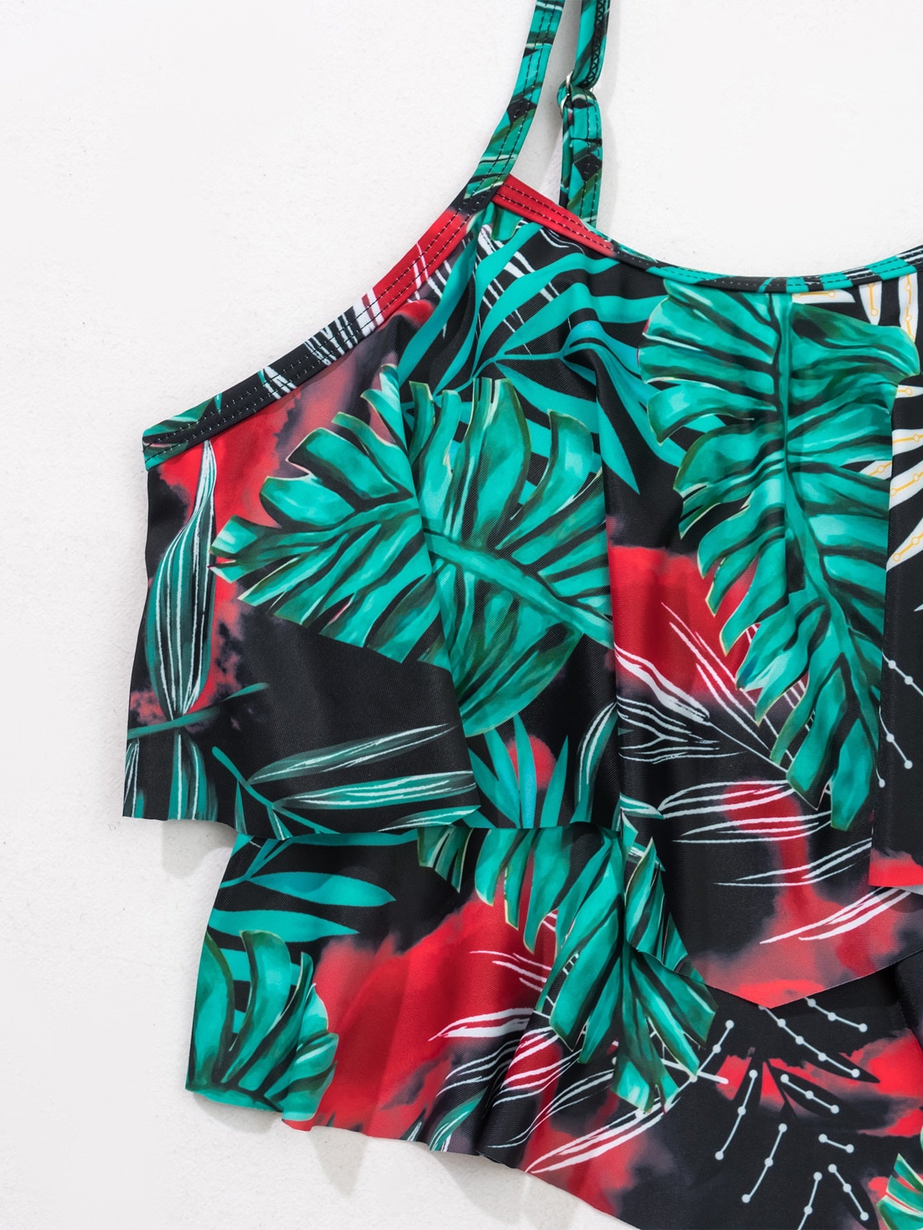 SHEIN Swim Vcay Ruffle Hem Ruched Bikini Swimsuit