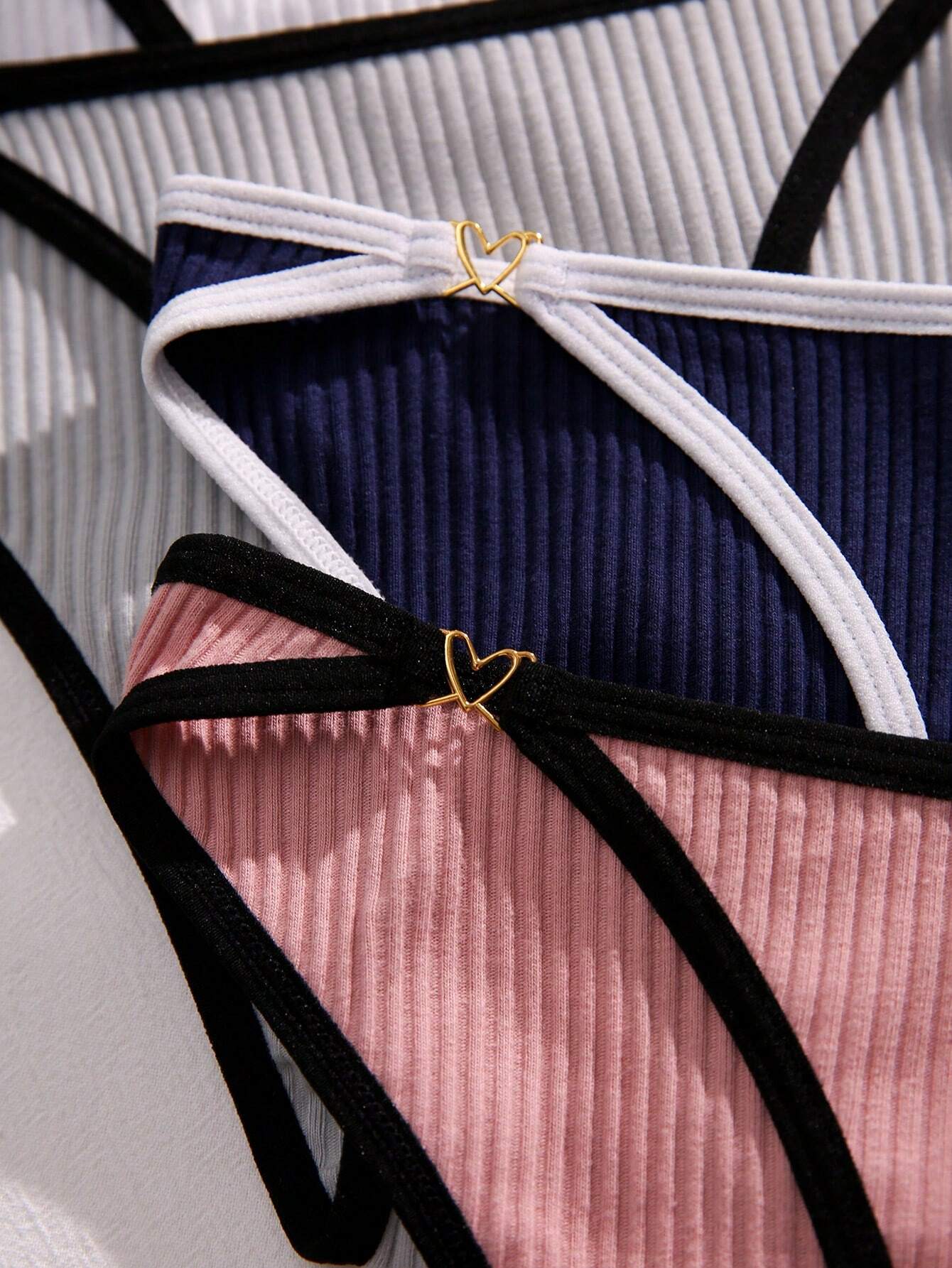 Basics 5pack Contrast Binding Ribbed Knit Panty