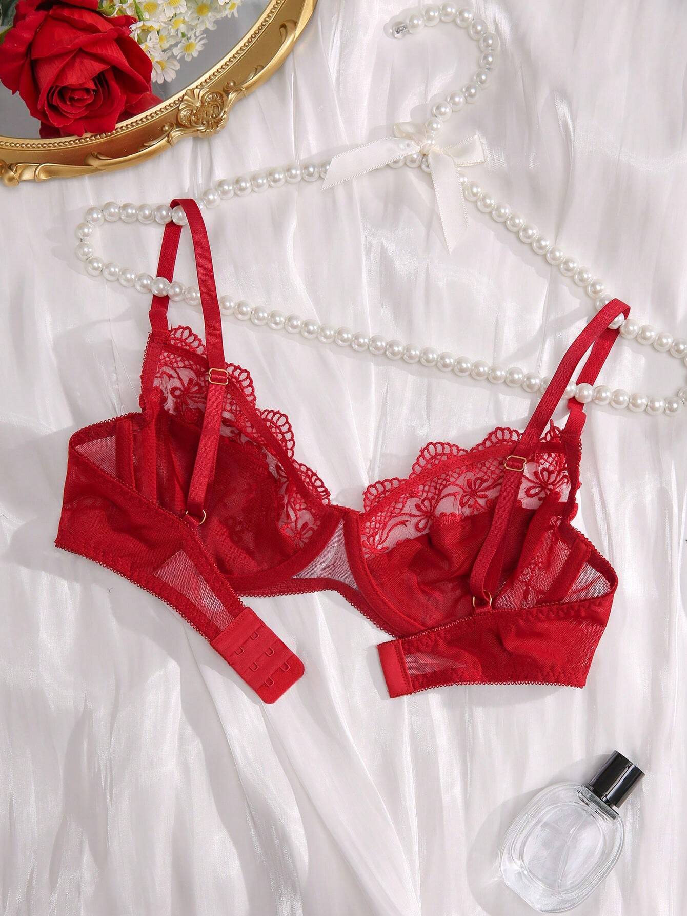 Floral Lace Underwire Bra