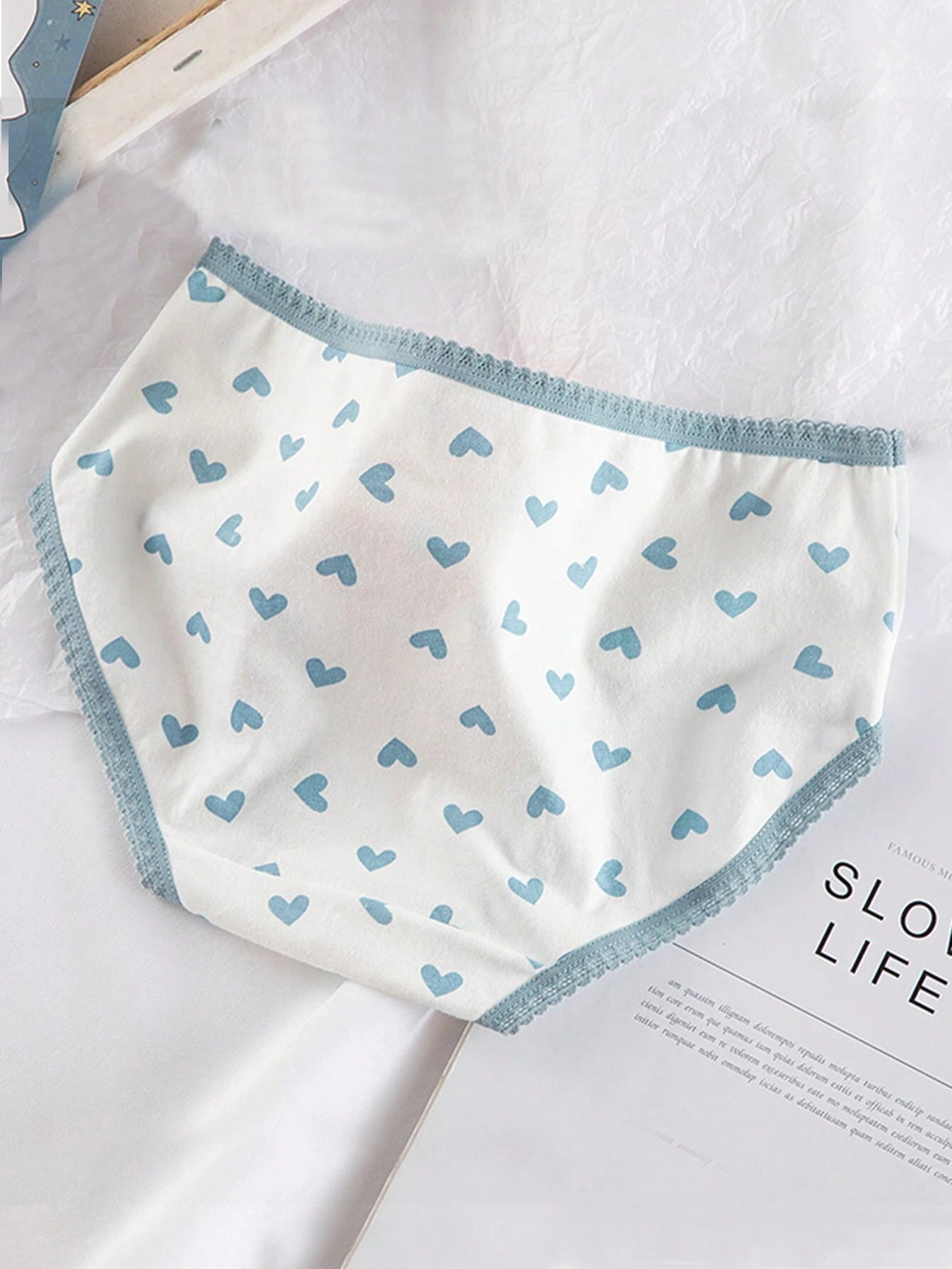 5pcs Cute Fresh Fashion Butterfly Embellished Skin-Friendly Comfortable Breathable High Elasticity Mid-Waist Triangle Panties