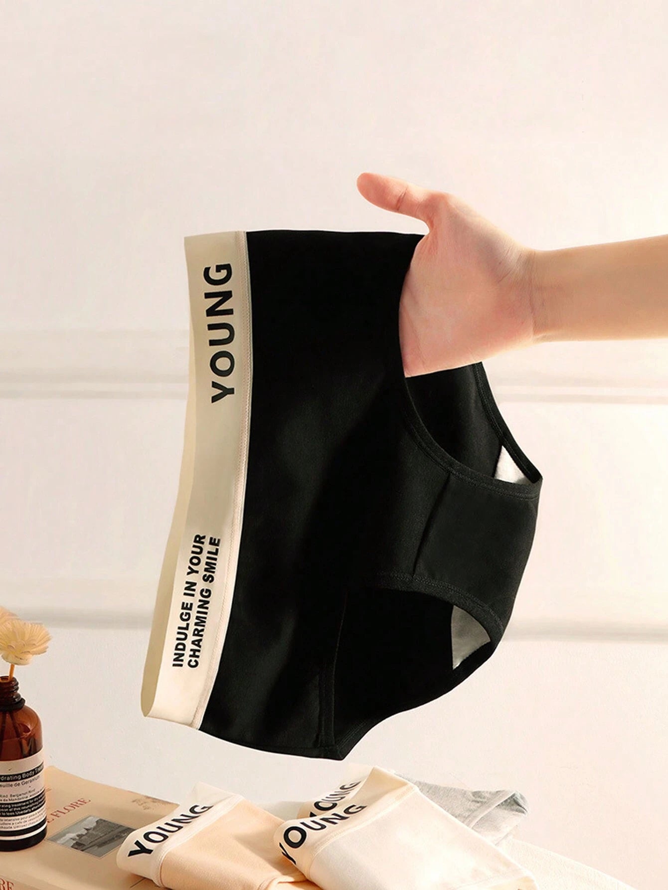 apanese-Style Mid-Rise Student Sports Wind Sweet Letter Triangle Panties