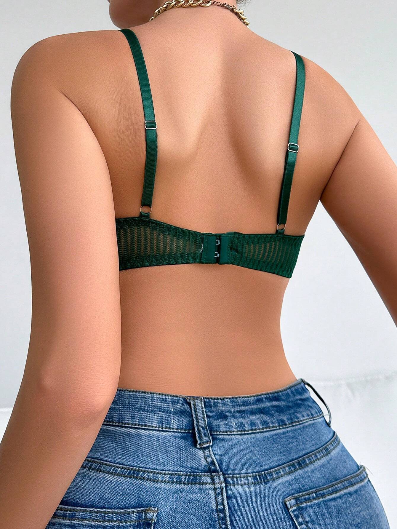 Women Lace Bow Detail Bow Sexy Bra