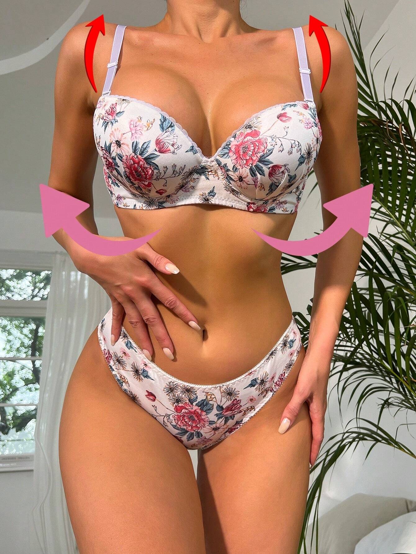 1 Set Of Ladies' Undergarment Including Bra And Panties With Underwire Multicolor