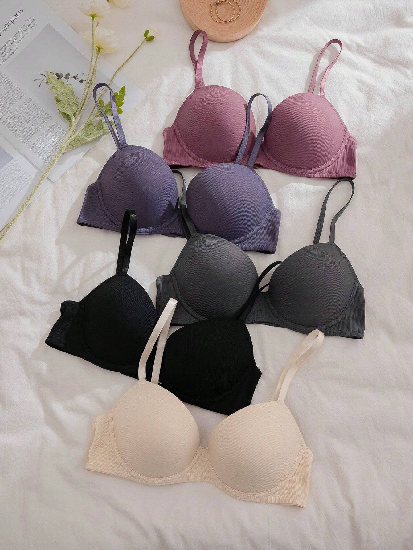 Basics 5pcs Solid Underwire Bra Multicolor 3