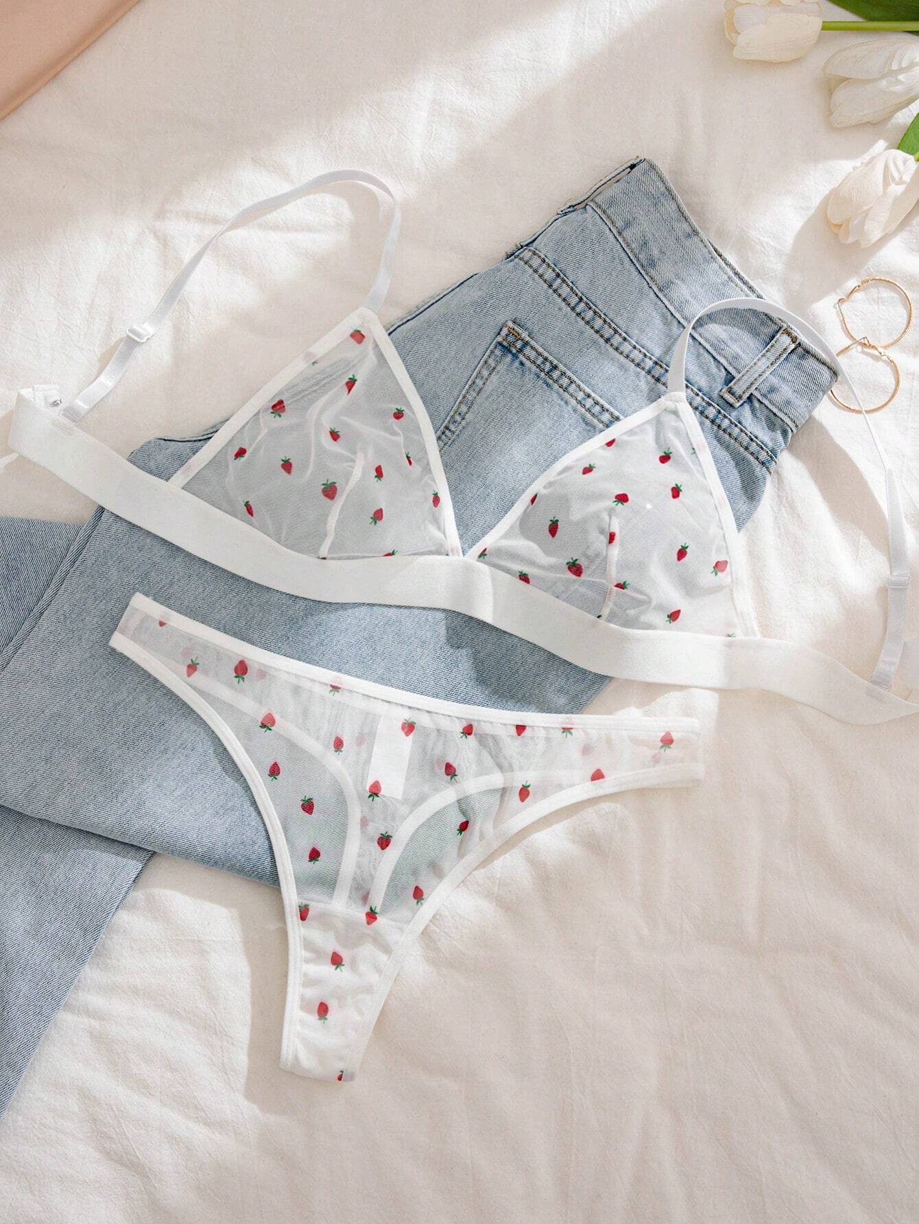 2pcs Women Sexy Lingerie Set White 2