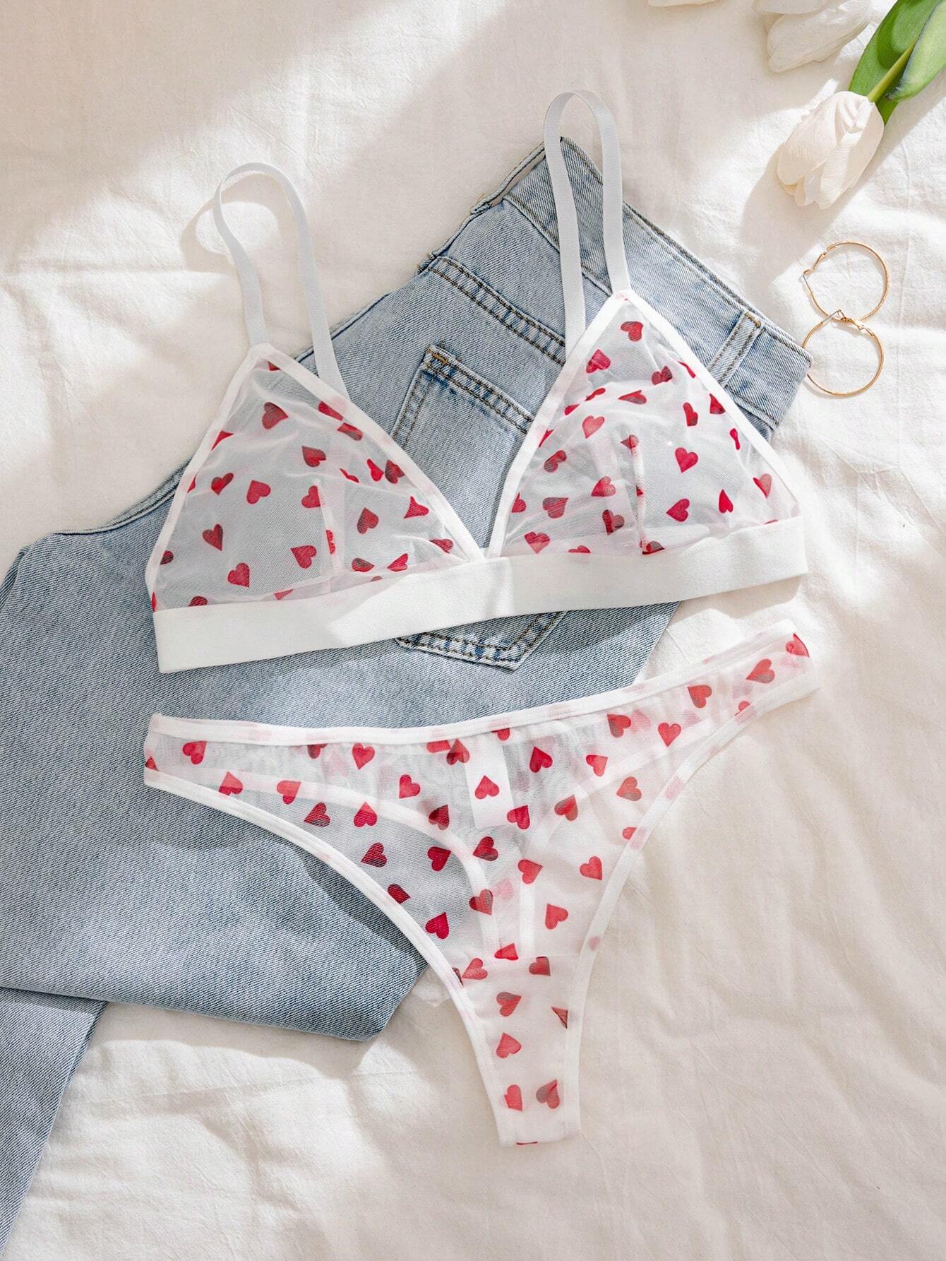 2pcs Women Sexy Lingerie Set Red & White