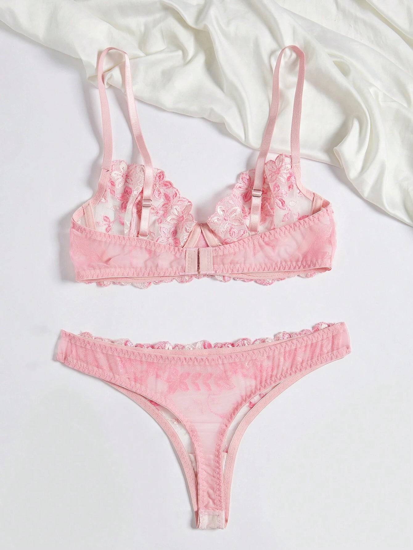 2 Pieces Romantic Pink Women Underwire Bra And Panty Set